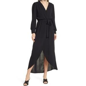 long sleeve faux wrap dress fraiche by j Women's Fraiche by J Navy Wrap Dress Long Sleeve Tie Front Stretchy Knit Small